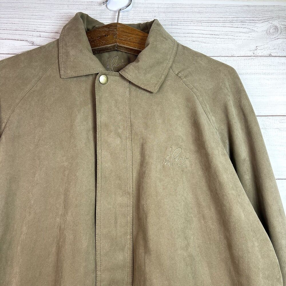 Vintage 90s Paris Las Vegas Suede Tan Full Zipper Jacket Mens Size XL Polyester - Picture 4 of 12